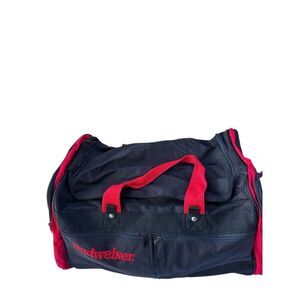 Budweiser duffle tote bag‎ black red 23x12x14 adj strap